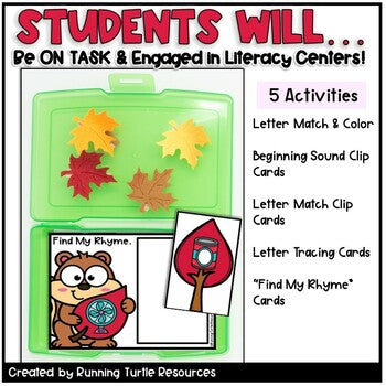 Fall Leaf Literacy Centers Preschool Kindergarten Leaves Activity