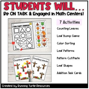 Fall Leaf Literacy and Math Centers l Autumn Kindergarten Activities