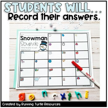 Snowman Beginning Sounds Literacy Center