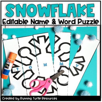 Winter Editable Snowflake Name Puzzle