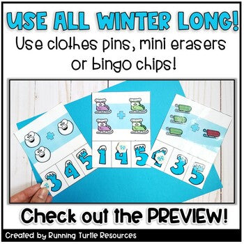 Winter Counting Task Cards Kindergarten Addition Math Activities