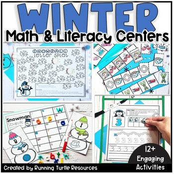 Winter Literacy Centers & Winter Math Activities BUNDLE l Preschool Kindergarten