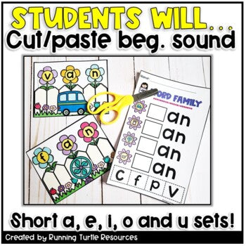 Spring CVC Match Short Vowel Word Family Activities