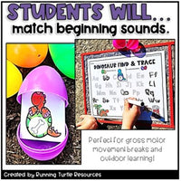 Dinosaur Letter and Initial Sounds Match l Egg Hunt Activity