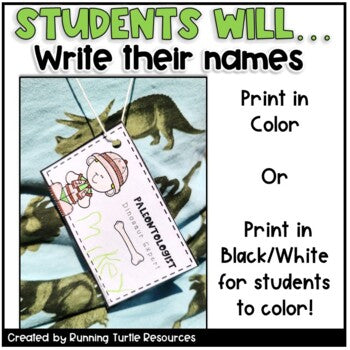 Dinosaur Expert Name Tags l Editable