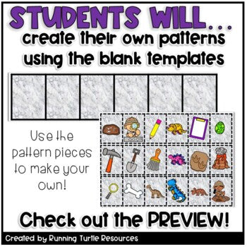 Dinosaur Pattern Strips for Preschool