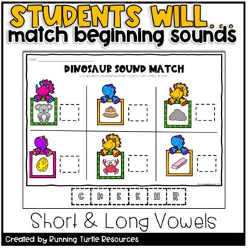 No Prep Dinosaur Beginning Sounds Sort for Preschool and Kindergarten