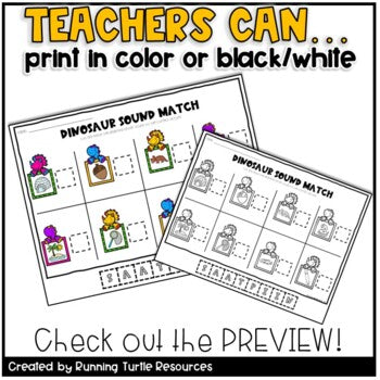 No Prep Dinosaur Beginning Sounds Sort for Preschool and Kindergarten