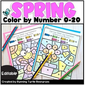 Spring Color by Code EDITABLE l Numbers 0-20