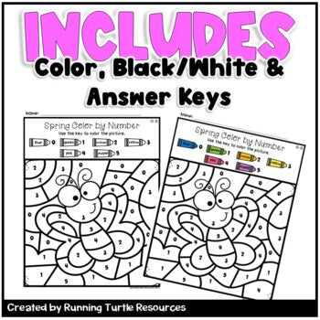 Spring Color by Code EDITABLE l Numbers 0-20