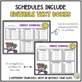 Spring Daily and Weekly Schedules l Editable Templates