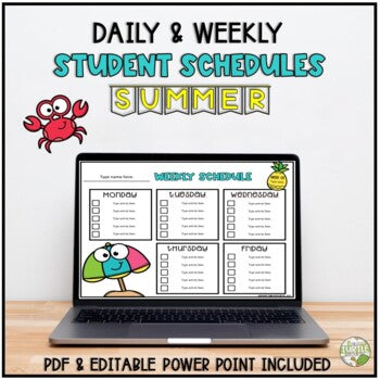 Summer Student Schedules l Editable Templates