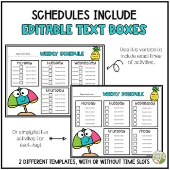 Summer Student Schedules l Editable Templates