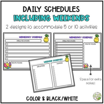 Summer Student Schedules l Editable Templates