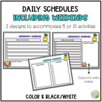 Summer Student Schedules l Editable Templates