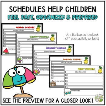 Summer Student Schedules l Editable Templates