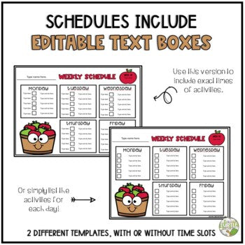 Fall Back to School Student Schedules l Editable Templates