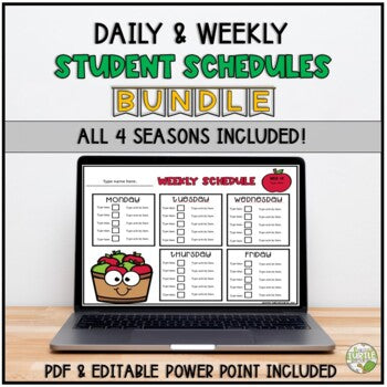 EDITABLE Student Schedules l Seasonal BUNDLE