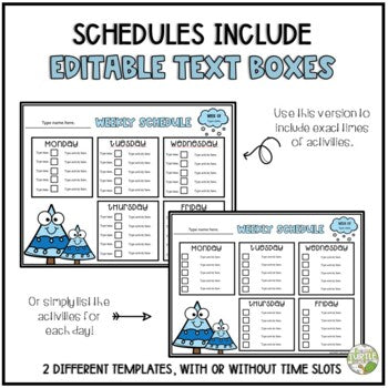 EDITABLE Student Schedules l Seasonal BUNDLE