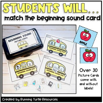 Back to School Beginning Sound Task Cards CCSS.ELA.RF.K.2d