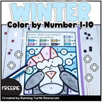 Winter Color By Number 1-10 FREEBIE l Color by Code