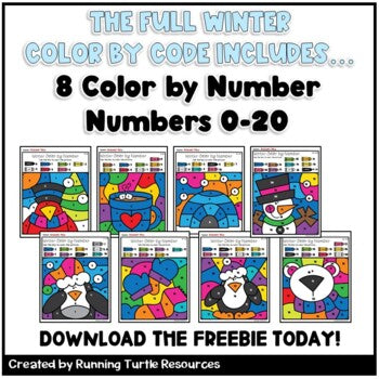 Winter Color By Number 1-10 FREEBIE l Color by Code