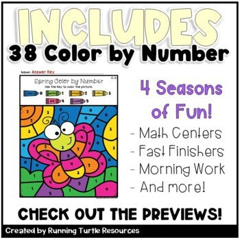 Editable Color by Code Numbers 0-20 Seasonal BUNDLE