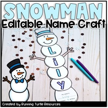 Snowman Name Craft EDITABLE l Winter Craftivity