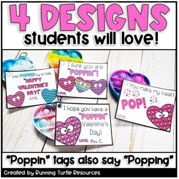 Pop It Valentines Day Gift Tags to Students EDITABLE