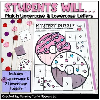 Valentine's Day Alphabet Mystery Puzzles Letter Match