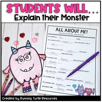 All About Me Love Monster Craft Valentines Day Writing