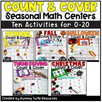 Number Matching Math Task Cards Seasonal Bundle