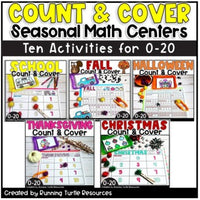 Number Matching Math Task Cards Seasonal Bundle