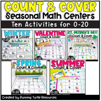 Number Matching Math Task Cards Seasonal Bundle