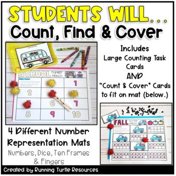 Number Matching Math Task Cards Seasonal Bundle