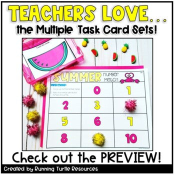 Number Matching Math Task Cards Seasonal Bundle