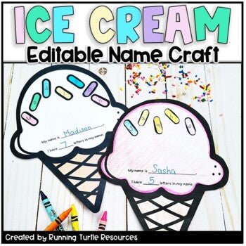 Editable Summer Ice Cream Name Craft