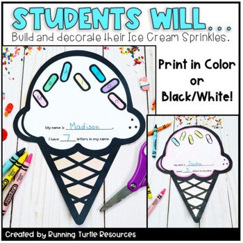 Editable Summer Ice Cream Name Craft