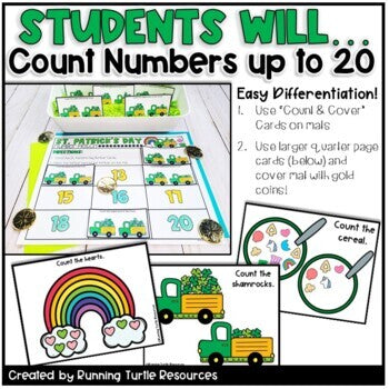 St. Patrick's Day Number Match Count and Cover Task Cards