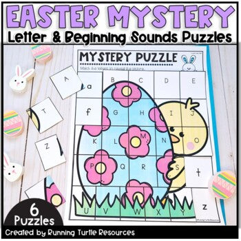 Easter Alphabet Mystery Puzzles l Letter and Beginning Sounds Match