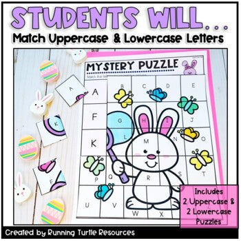 Easter Alphabet Mystery Puzzles l Letter and Beginning Sounds Match