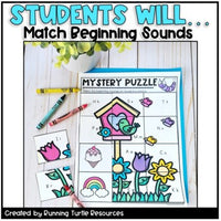 SPRING Alphabet Mystery Puzzles l Letter and Beginning Sounds Match