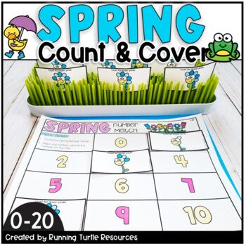 Spring Number Match Count and Cover Task Cards