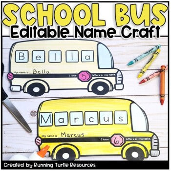 Back to School Name Craft EDITABLE Bus Activity