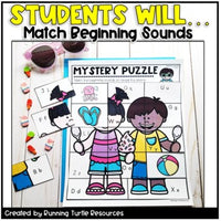 Summer Alphabet Mystery Puzzles l Letter and Beginning Sounds Match