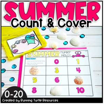 Summer Number Match Count and Cover Task Cards