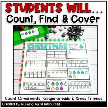 Christmas Number Match Count and Cover Task Cards