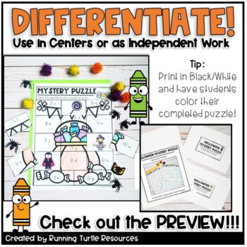 Halloween Mystery Puzzles, Fall Letter Match