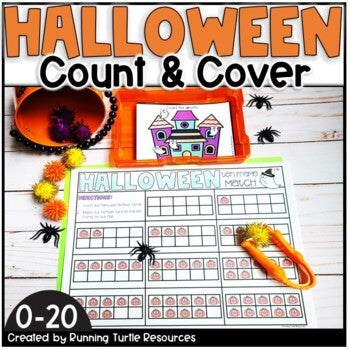 Halloween Number Match Count and Cover Task Cards