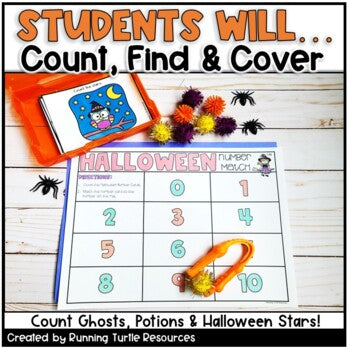 Halloween Number Match Count and Cover Task Cards